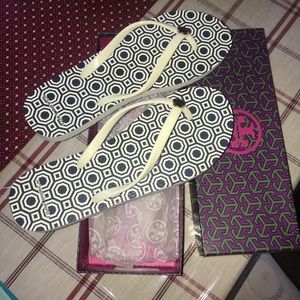 Tory Burch White Flip Flops